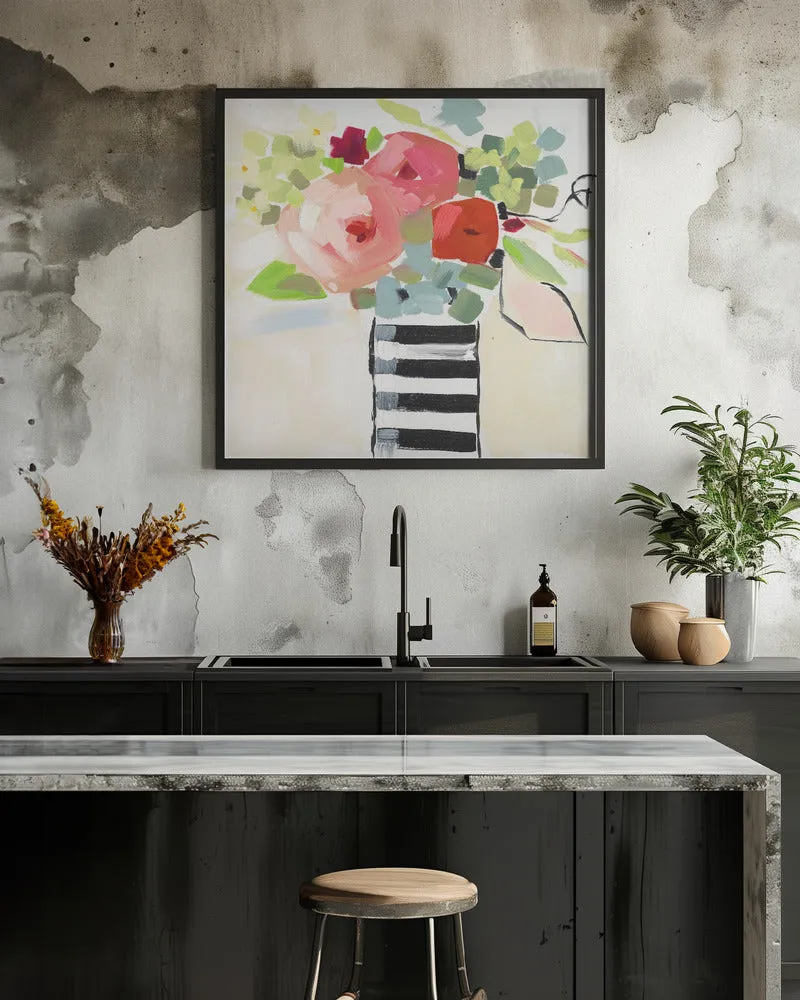 Black and White Vase - Square Stretched Canvas, Poster or Fine Art Print