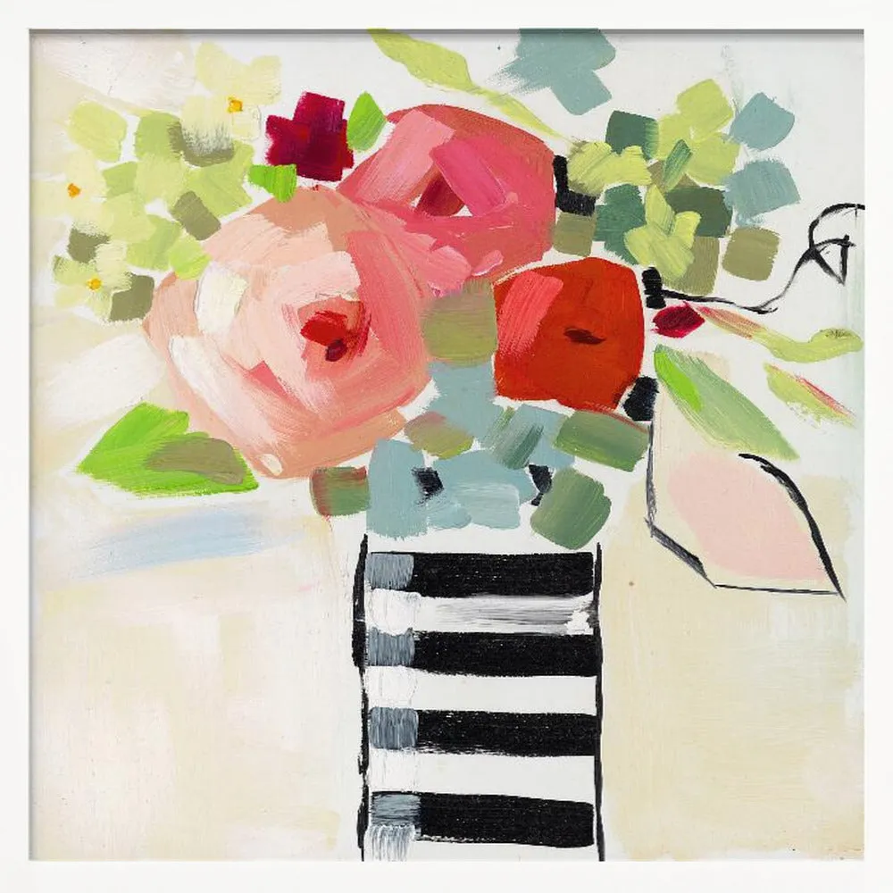 Black and White Vase - Square Stretched Canvas, Poster or Fine Art Print
