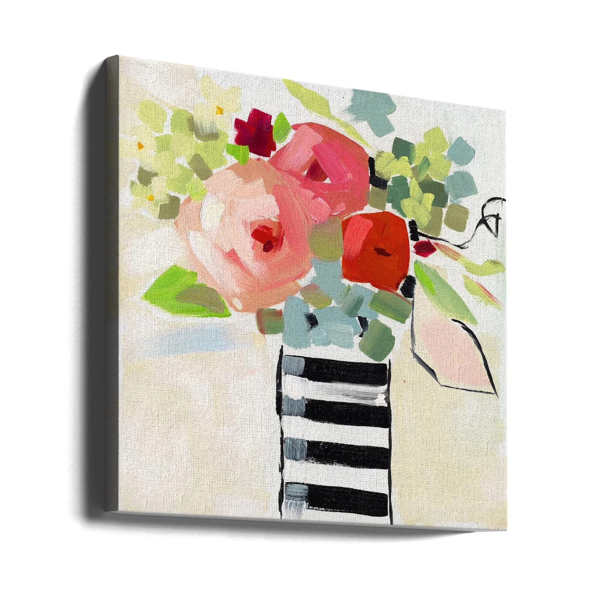 Black and White Vase - Square Stretched Canvas, Poster or Fine Art Print