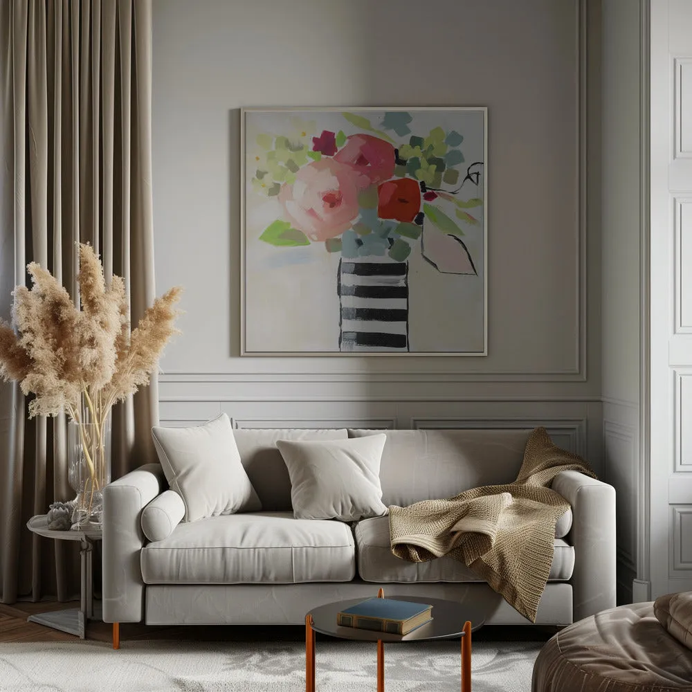 Black and White Vase - Square Stretched Canvas, Poster or Fine Art Print