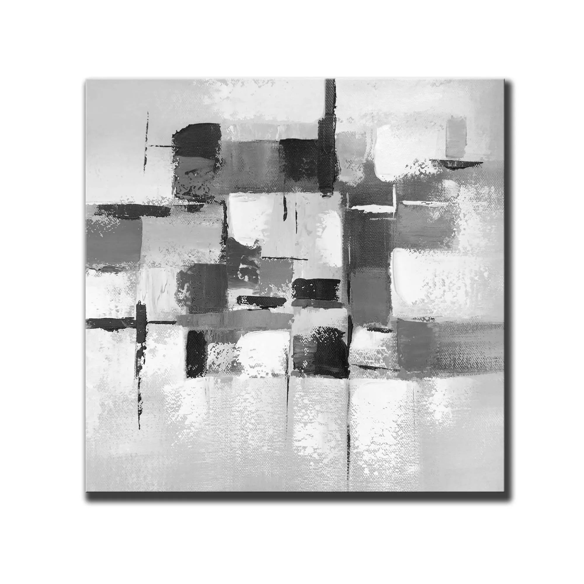 Black and White Wall Art Canvas Grey Abstract Painting cp033