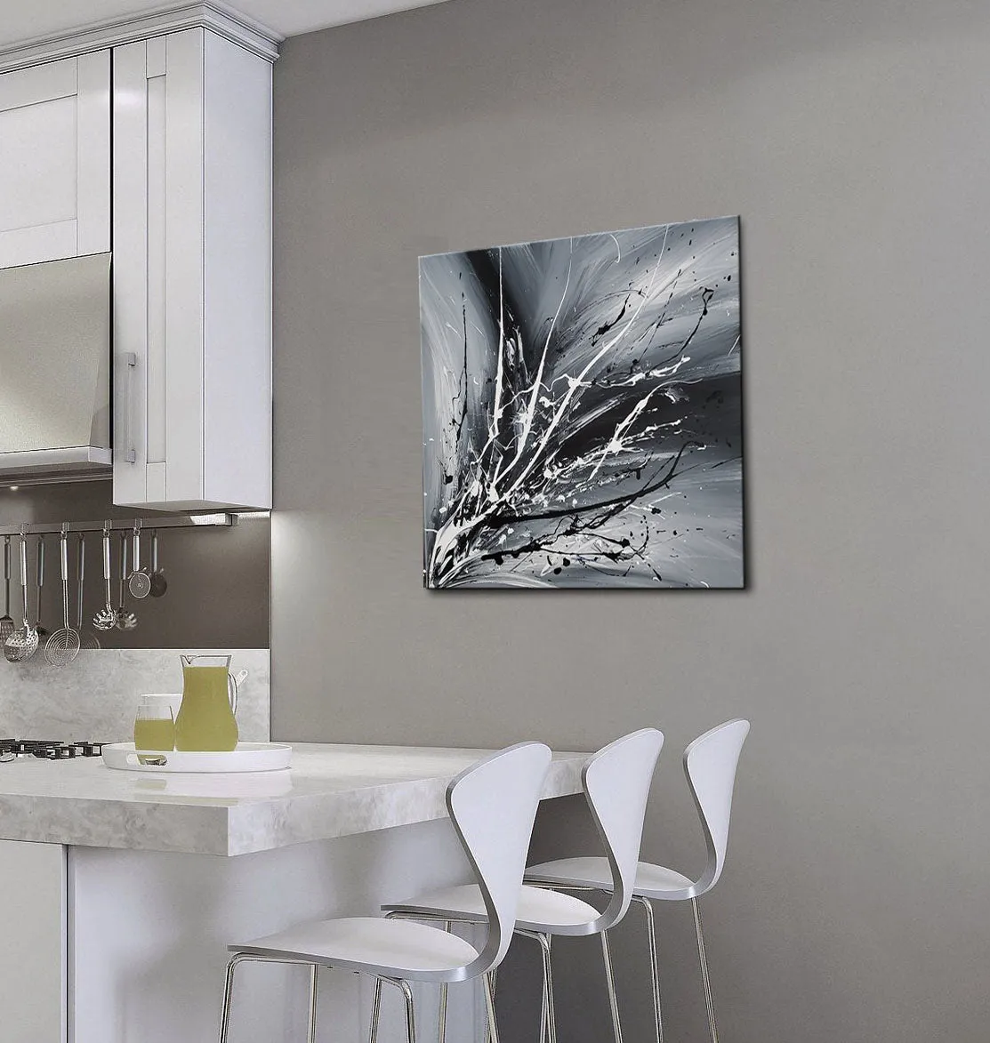 Black White Painting On Canvas Original Artwork For Sale, Modern Interior Decor - Unreal Beauty 3
