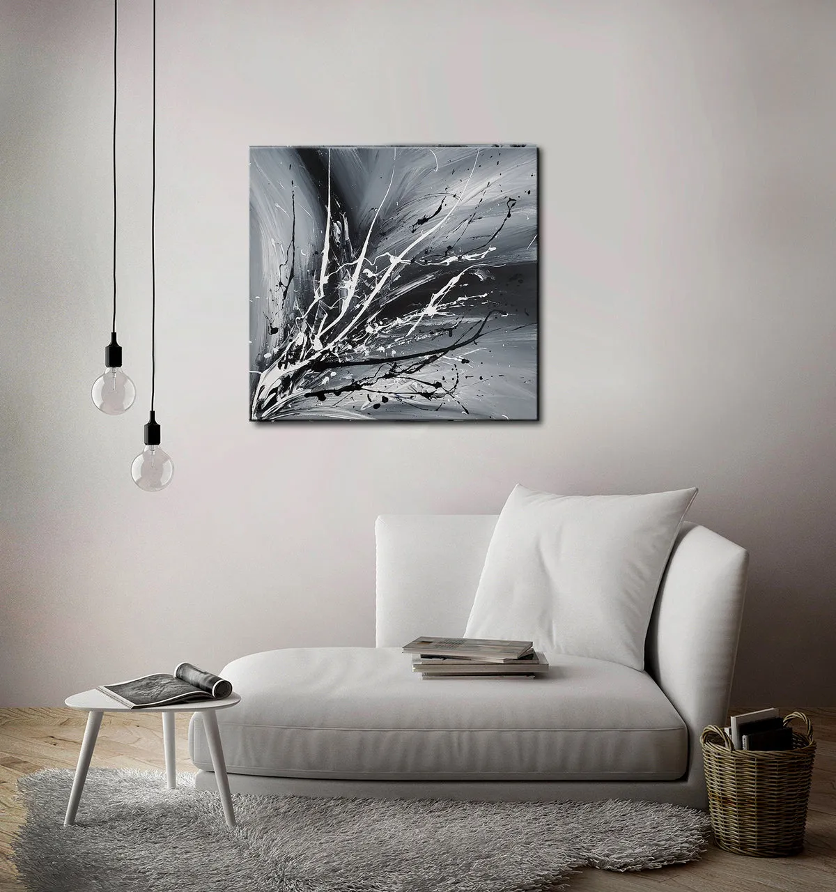 Black White Painting On Canvas Original Artwork For Sale, Modern Interior Decor - Unreal Beauty 3