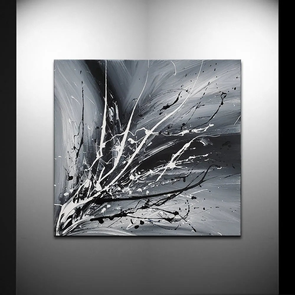 Black White Painting On Canvas Original Artwork For Sale, Modern Interior Decor - Unreal Beauty 3
