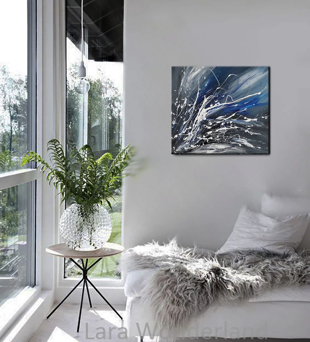 Black White Painting On Canvas Original Artwork For Sale, Modern Interior Decor - Unreal Beauty 4