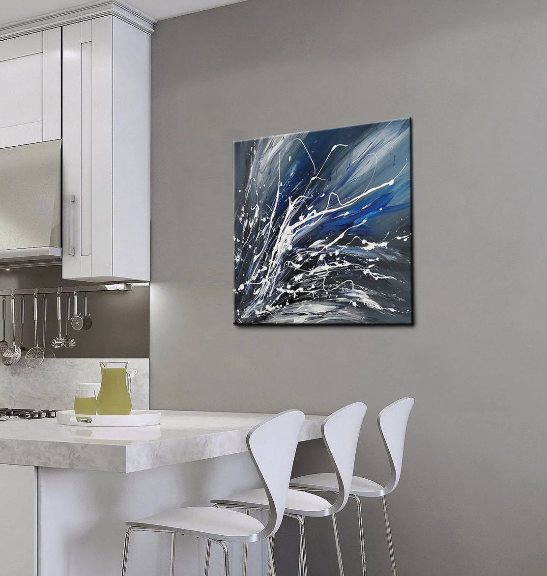 Black White Painting On Canvas Original Artwork For Sale, Modern Interior Decor - Unreal Beauty 4