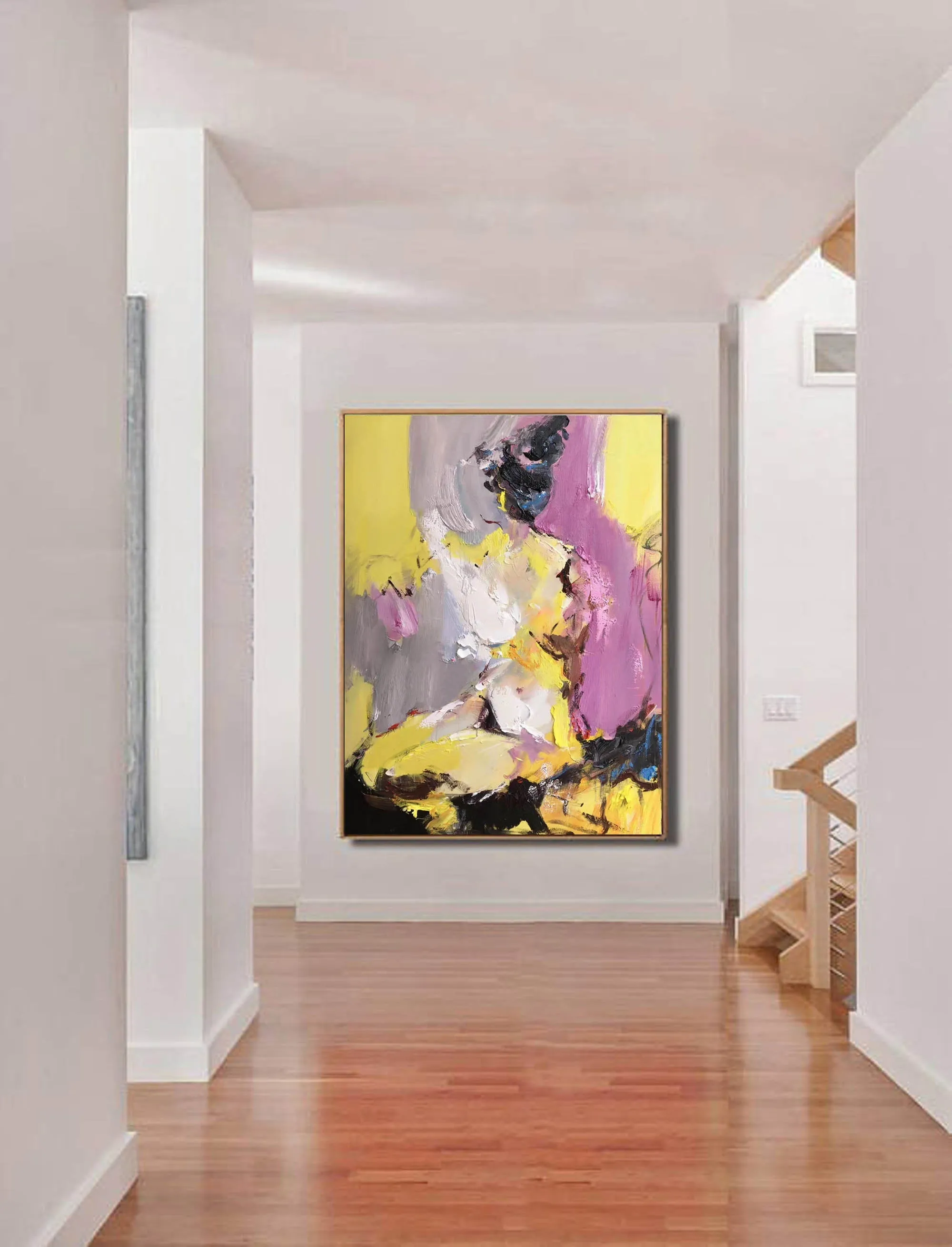 Black Yellow Purple Abstract Painting Original Modern Painting Np106