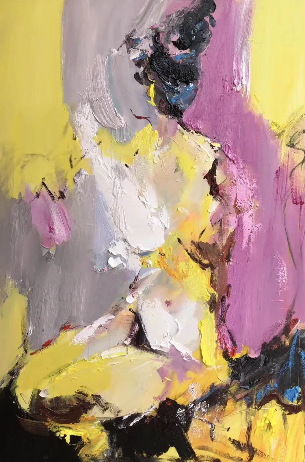 Black Yellow Purple Abstract Painting Original Modern Painting Np106