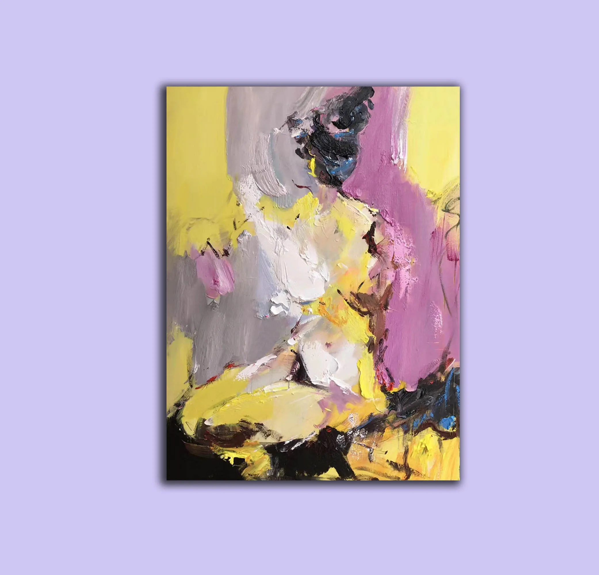 Black Yellow Purple Abstract Painting Original Modern Painting Np106