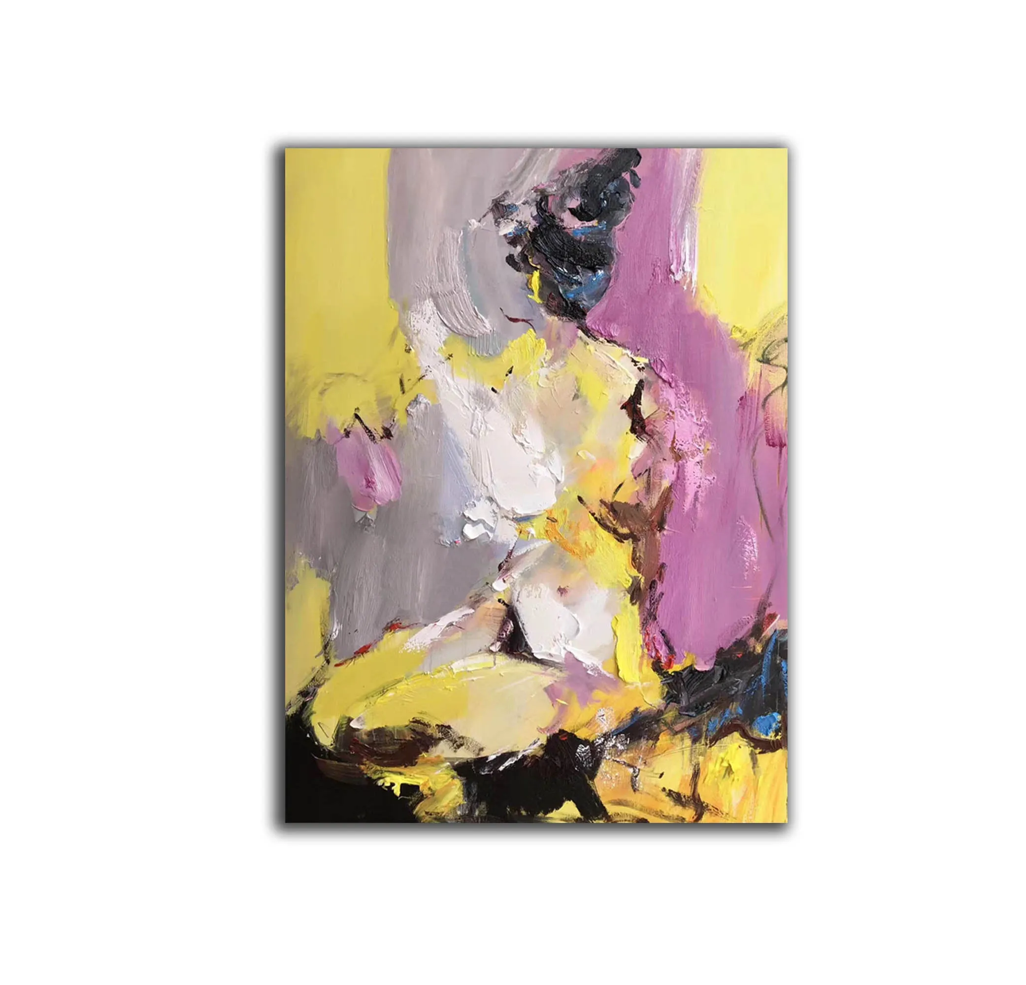 Black Yellow Purple Abstract Painting Original Modern Painting Np106