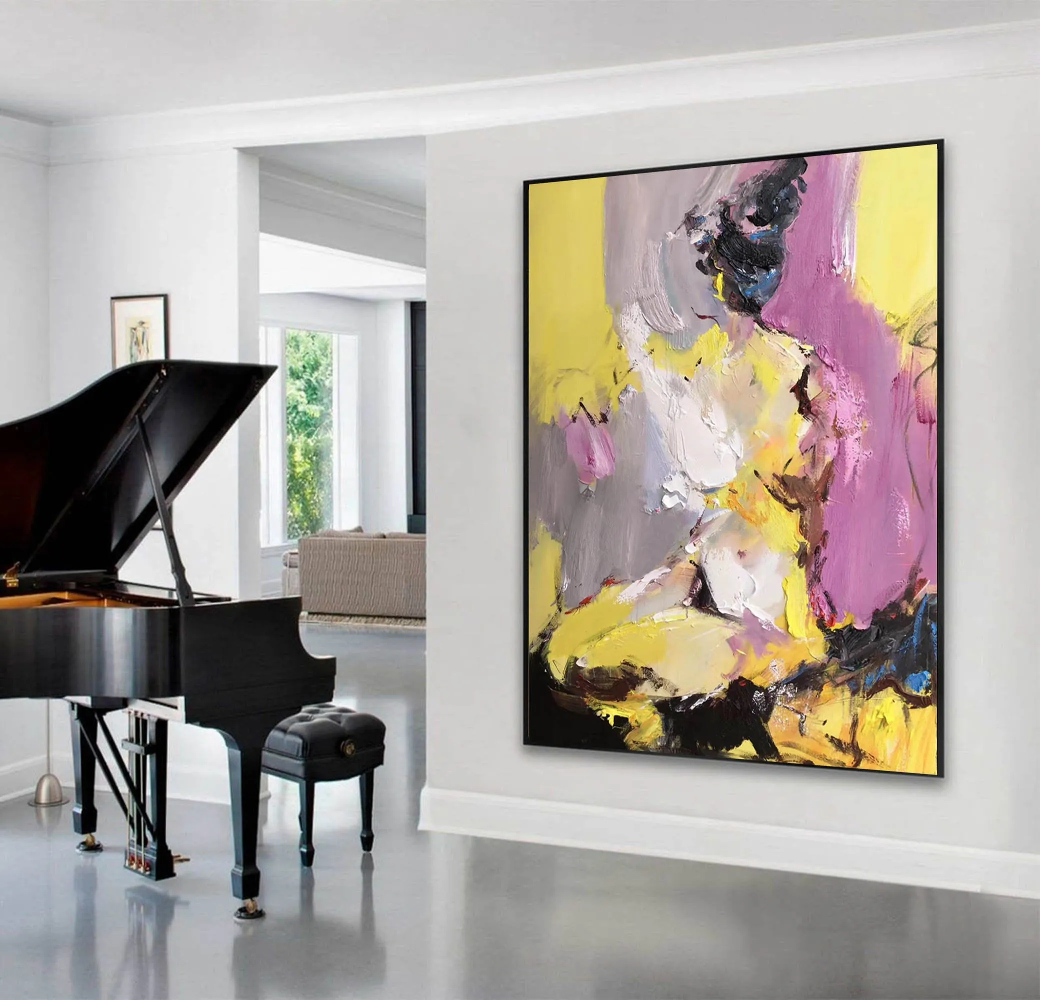 Black Yellow Purple Abstract Painting Original Modern Painting Np106