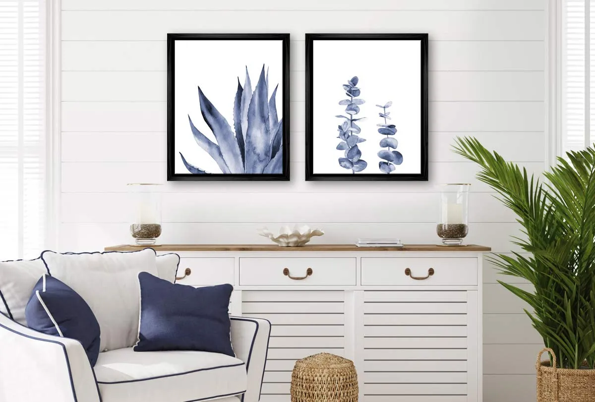Blue Leaves | Hamptons Canvas Wall Art Print