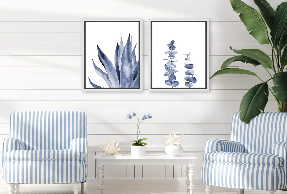 Blue Leaves | Hamptons Canvas Wall Art Print