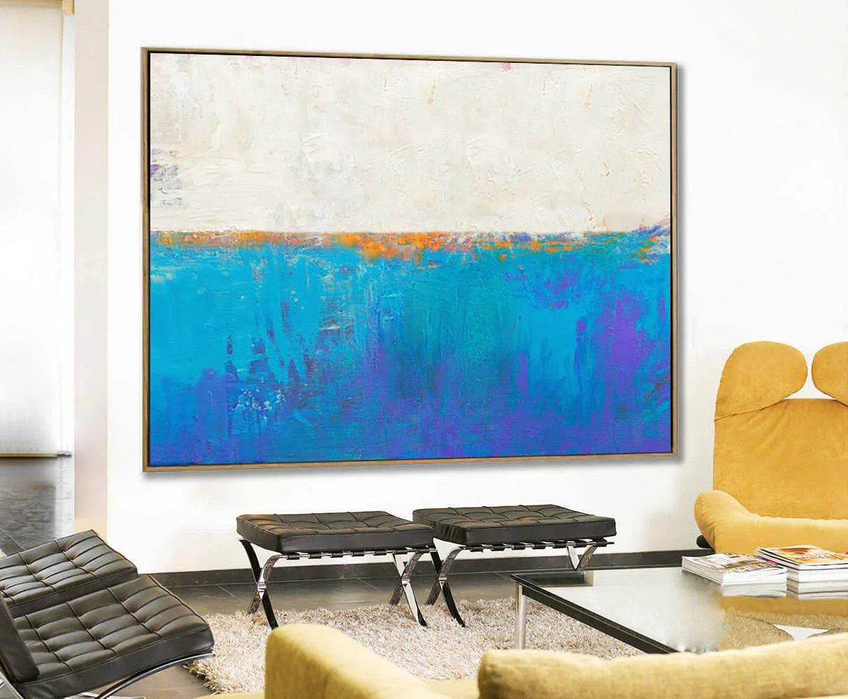 Blue Seascape Skyline Painting Big Painting for Living Room Np047