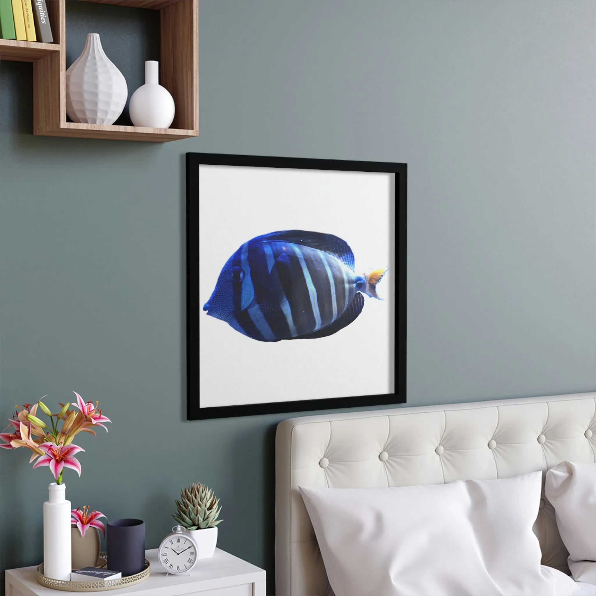 Blue Striped Fish Framed Poster