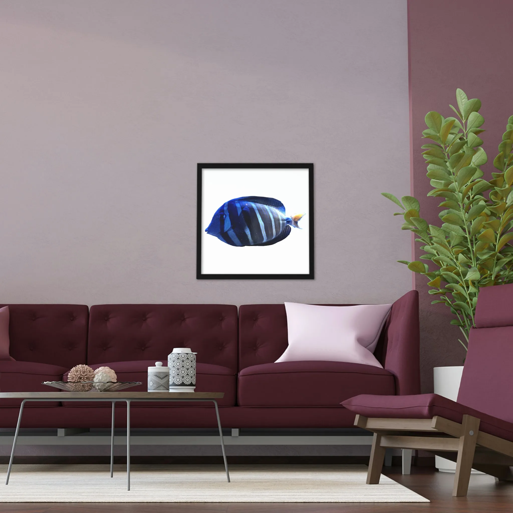 Blue Striped Fish Framed Poster