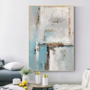 Blue White Gold Abstract Painting Contemporary Art Hand Painted Yp050
