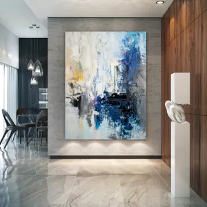 Blue White Yellow Abstract Painting Art Office Wall Art Qp005