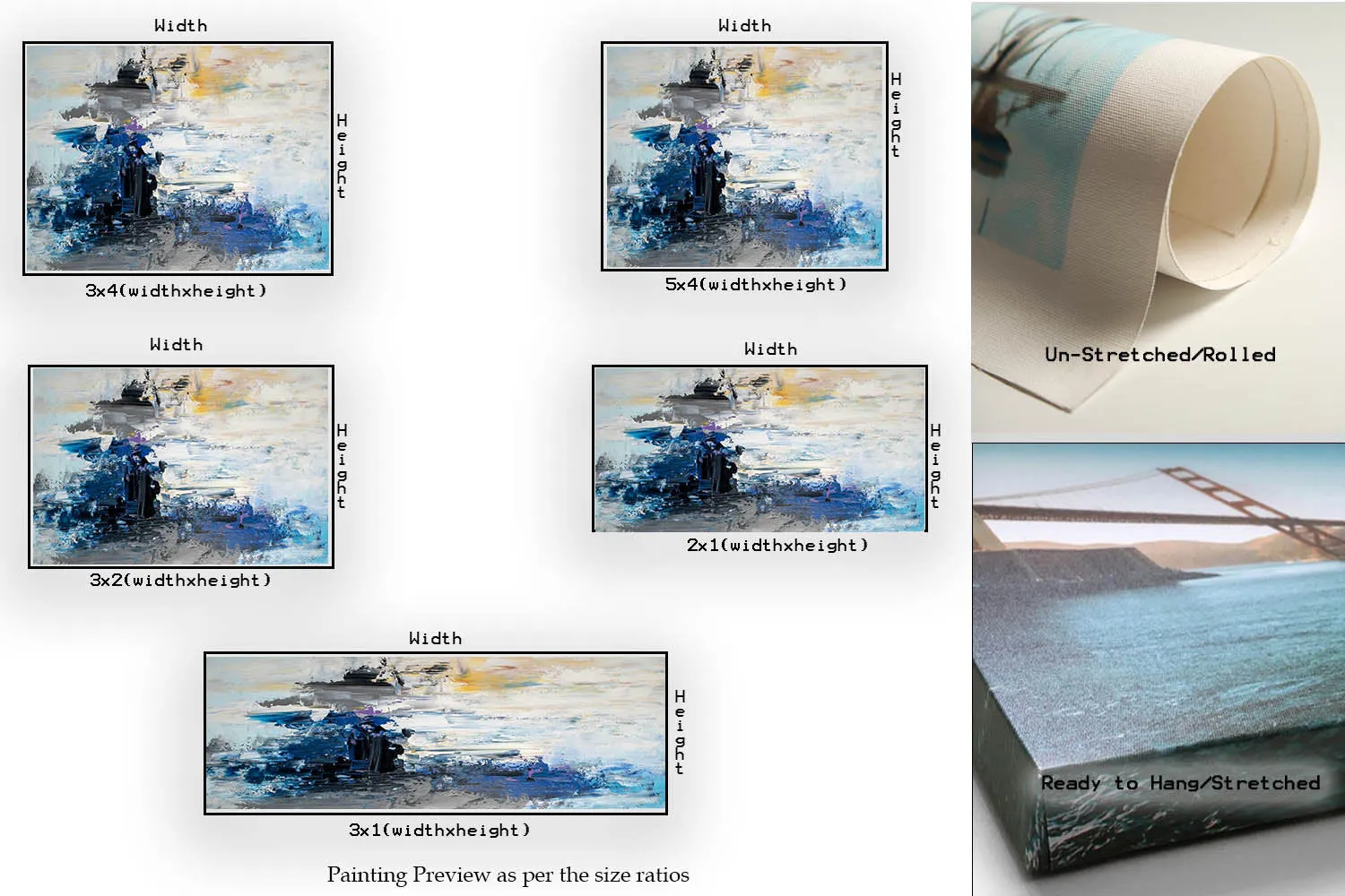 Blue White Yellow Abstract Painting Art Office Wall Art Qp005
