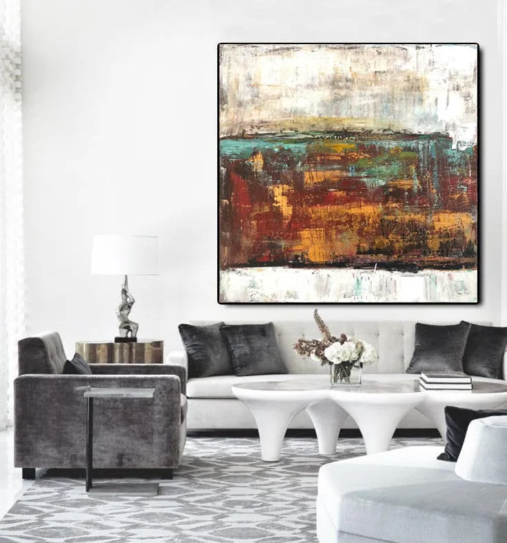 Brown And Yellow Gtay Texture Abstract Paintings On Canvas Sp057
