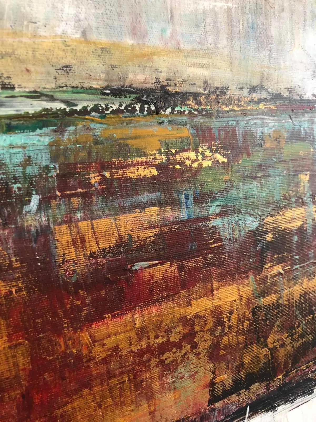 Brown And Yellow Gtay Texture Abstract Paintings On Canvas Sp057