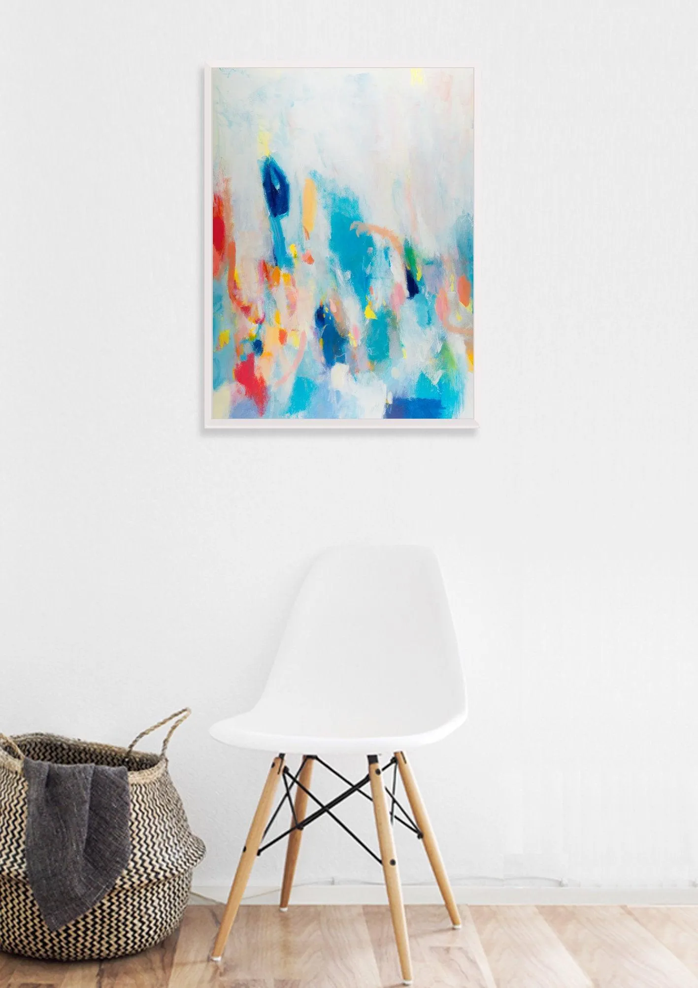 colorful abstract painting, blue abstract wall art, abstract painting for living room, Contemporary art, wall abstract by Camilo Mattis