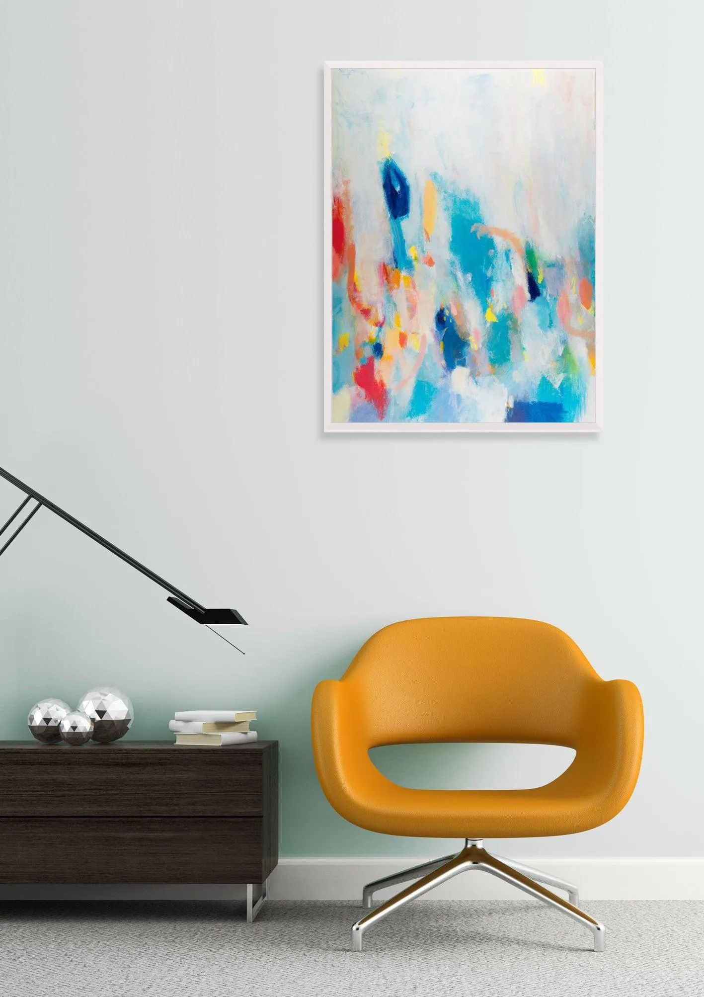 colorful abstract painting, blue abstract wall art, abstract painting for living room, Contemporary art, wall abstract by Camilo Mattis
