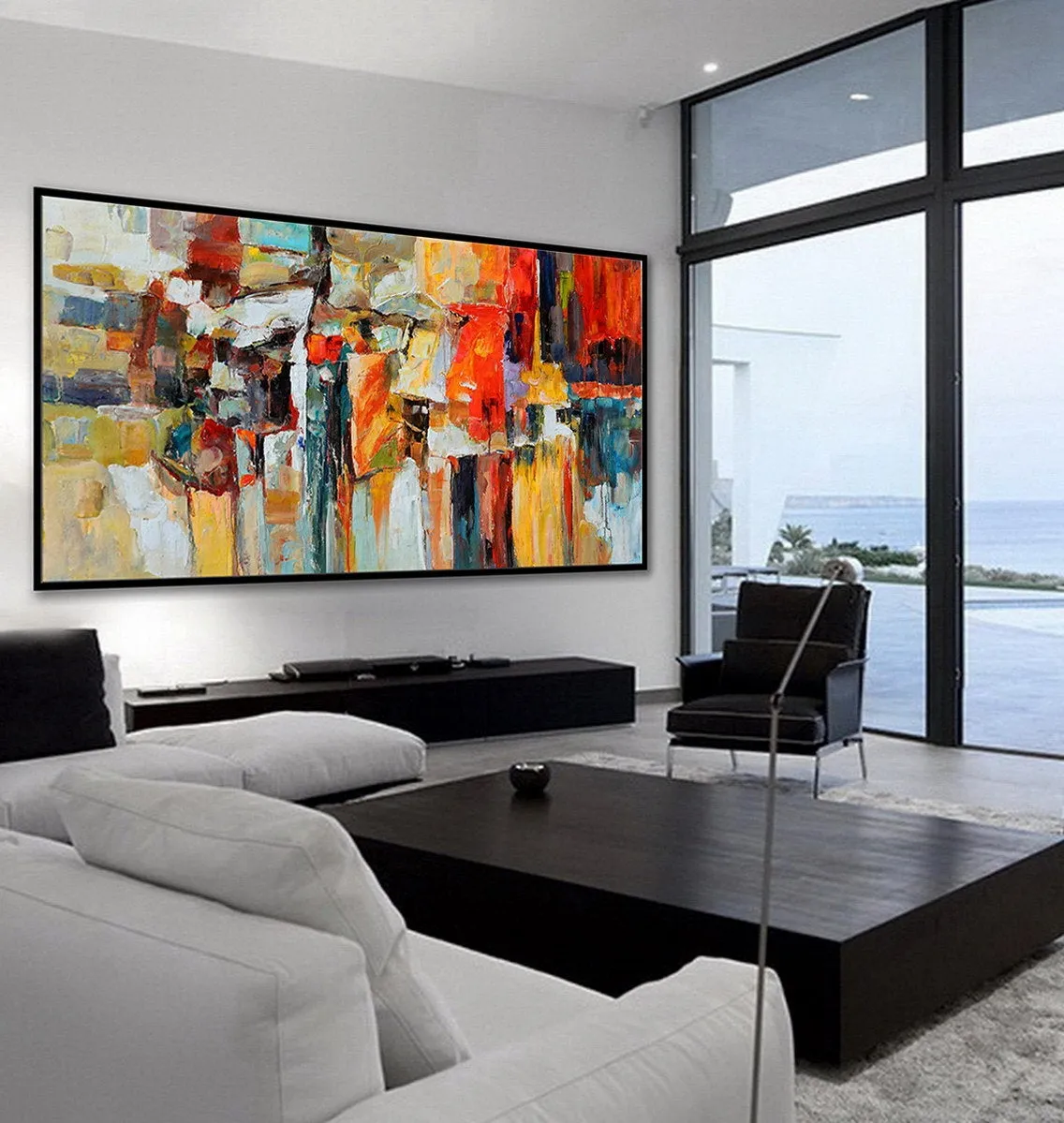 Colorful Abstract Painting Red Modern Canvas Painting Sp074
