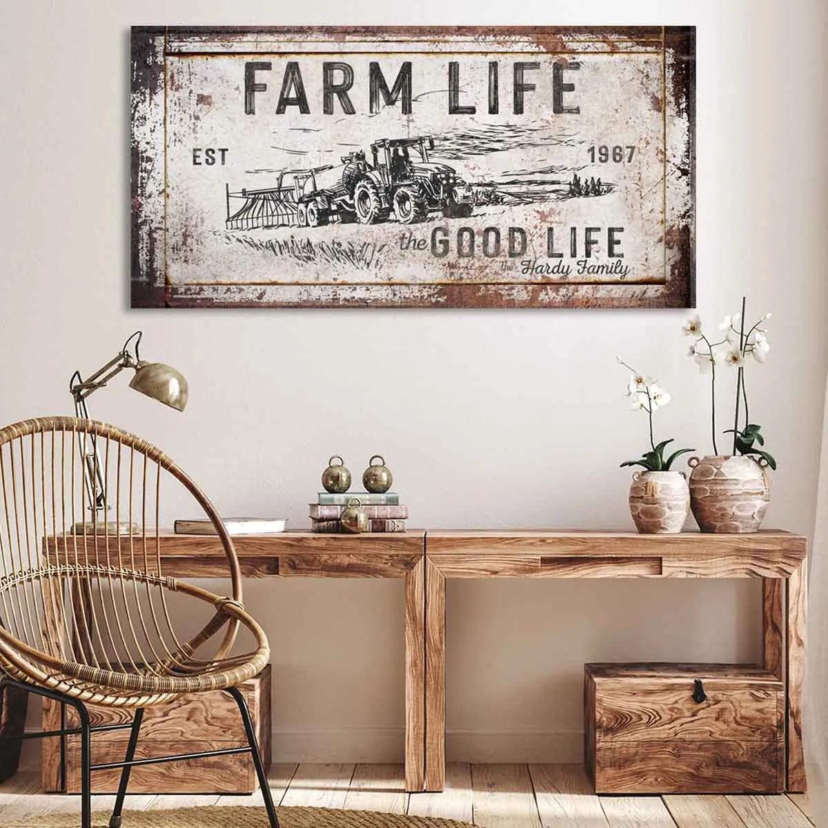 Custom Farmer sign "Farm Life Is the Good Life"