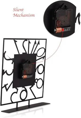 Decorila Battery Operated Desk Clock Modern Metal Desk Clock Reloj de Escritorio para Oficina Pequeña y Tranquila Junto a La Cama Desk Metal Clock (Black) (Bonni) (Piazza)