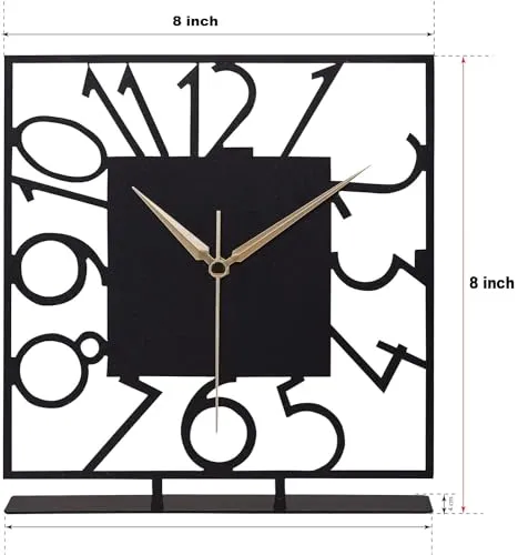 Decorila Battery Operated Desk Clock Modern Metal Desk Clock Reloj de Escritorio para Oficina Pequeña y Tranquila Junto a La Cama Desk Metal Clock (Black) (Bonni) (Piazza)