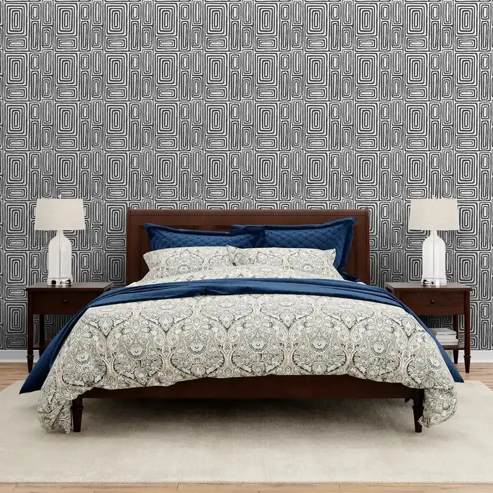 Escher Design Wallpaper Roll in Black and White Color
