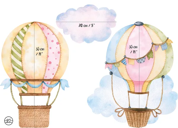 Fabric Wall Decals - Hot Air Balloons