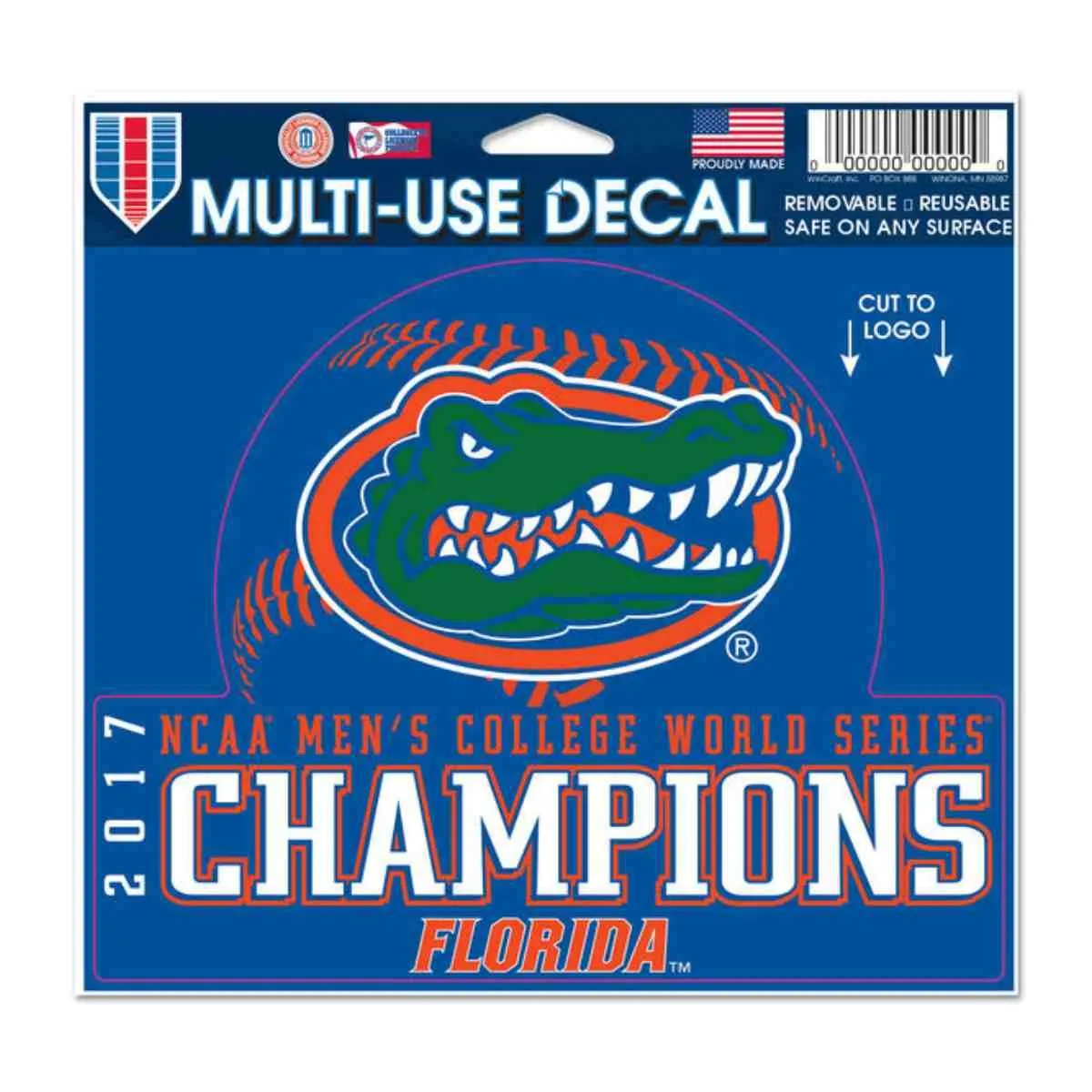 Florida Gators 2017 College World Series CWS Champions Multi-Use Decal
