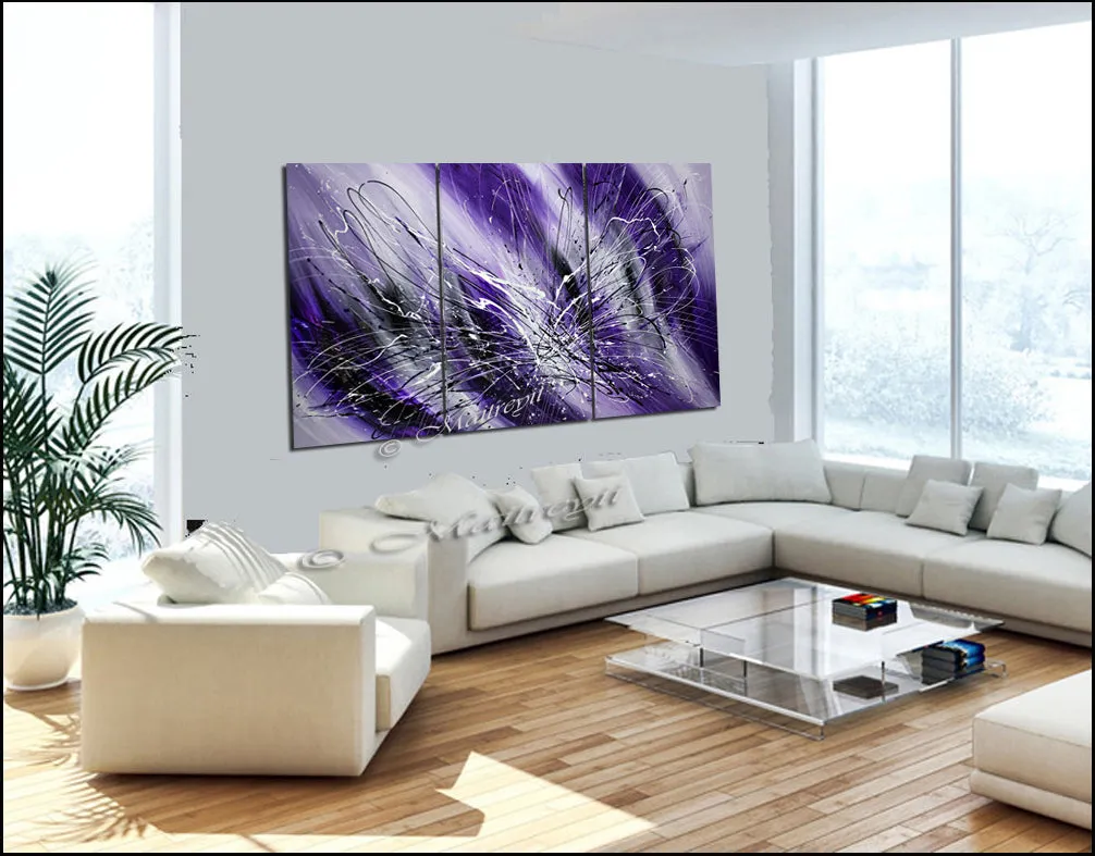 Framed Wall Art Purple Painting Wall Decor Sale - Royal Purple