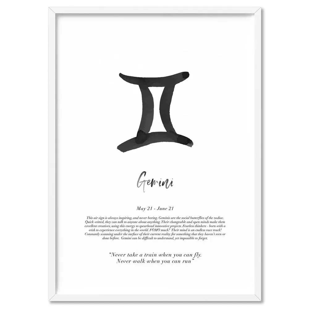 Gemini Star Sign | Watercolour Symbol - Art Print