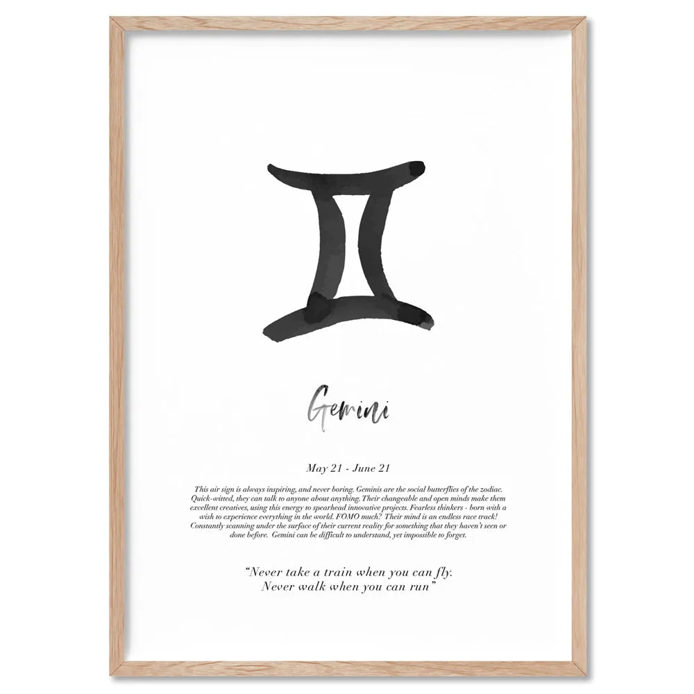 Gemini Star Sign | Watercolour Symbol - Art Print
