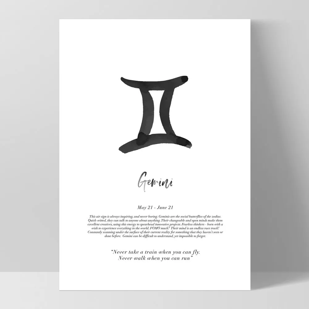 Gemini Star Sign | Watercolour Symbol - Art Print