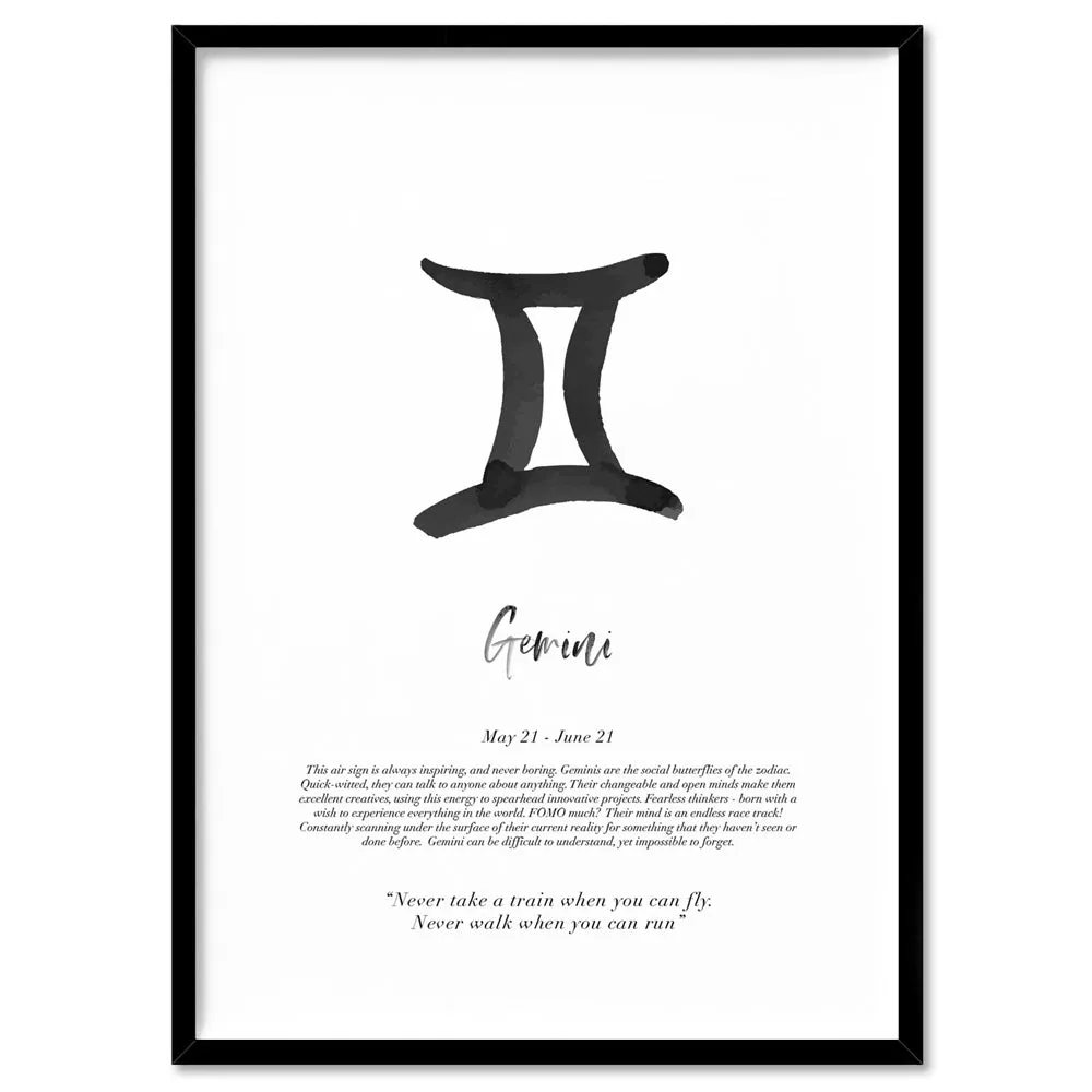 Gemini Star Sign | Watercolour Symbol - Art Print