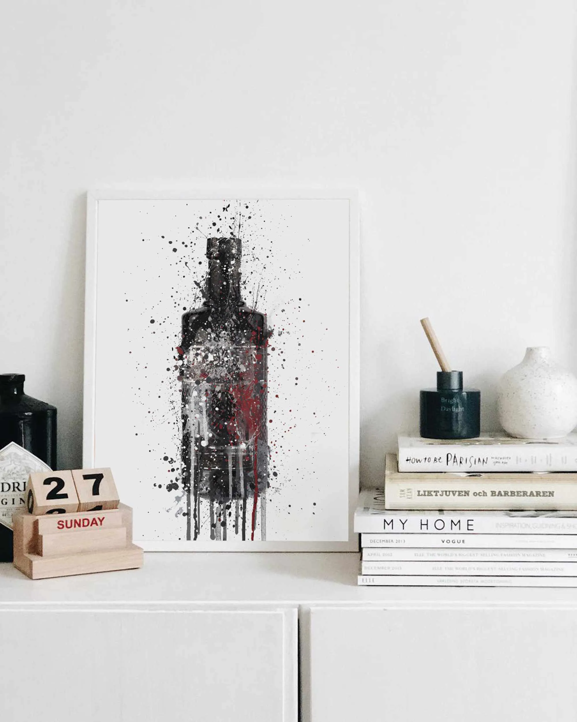 Gin Bottle Wall Art Print 'Dark Sky'
