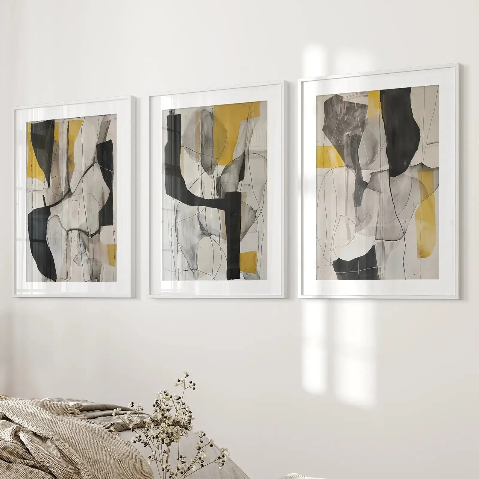 Golden Abstract Shapes Modern Wall Decor Poster