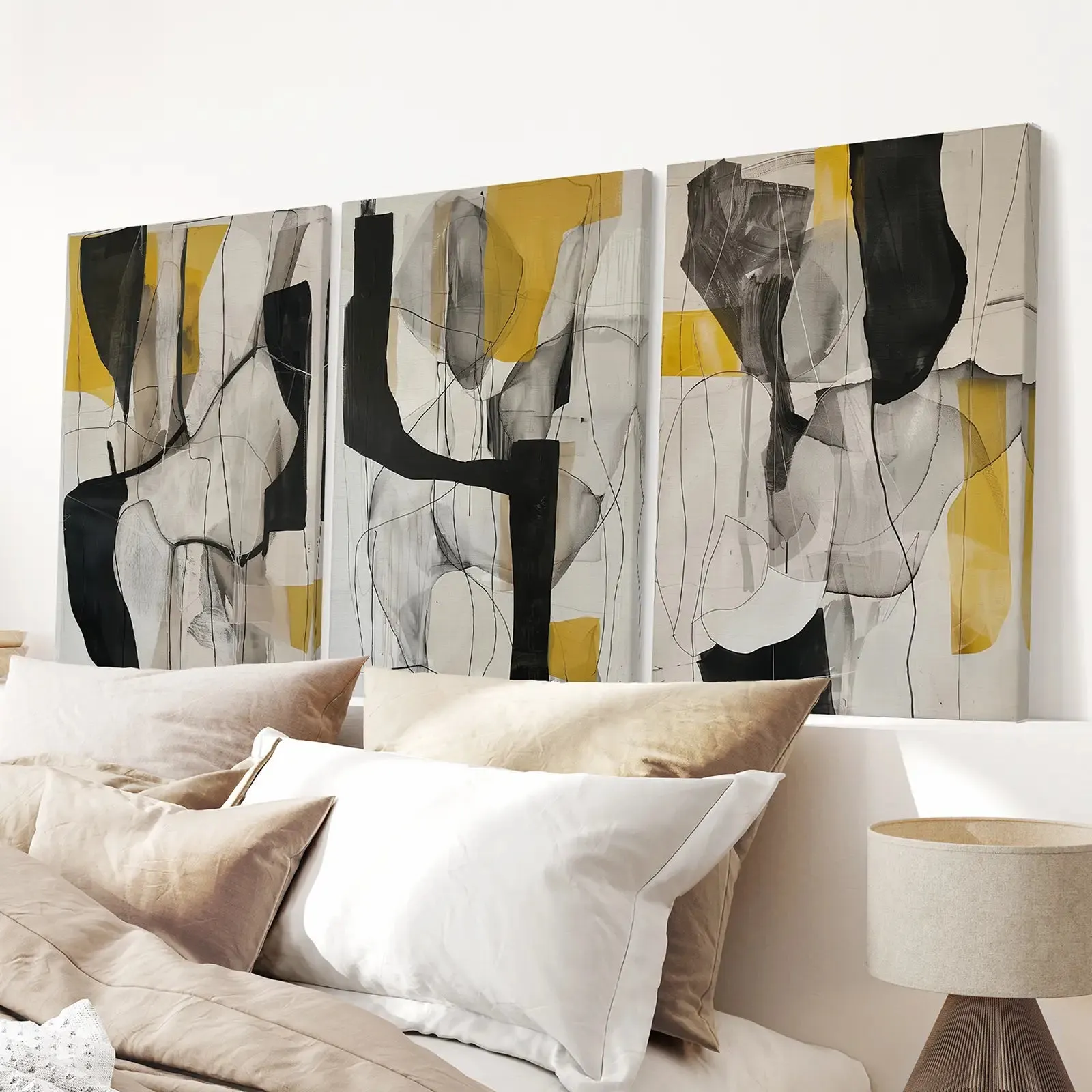 Golden Abstract Shapes Modern Wall Decor Poster