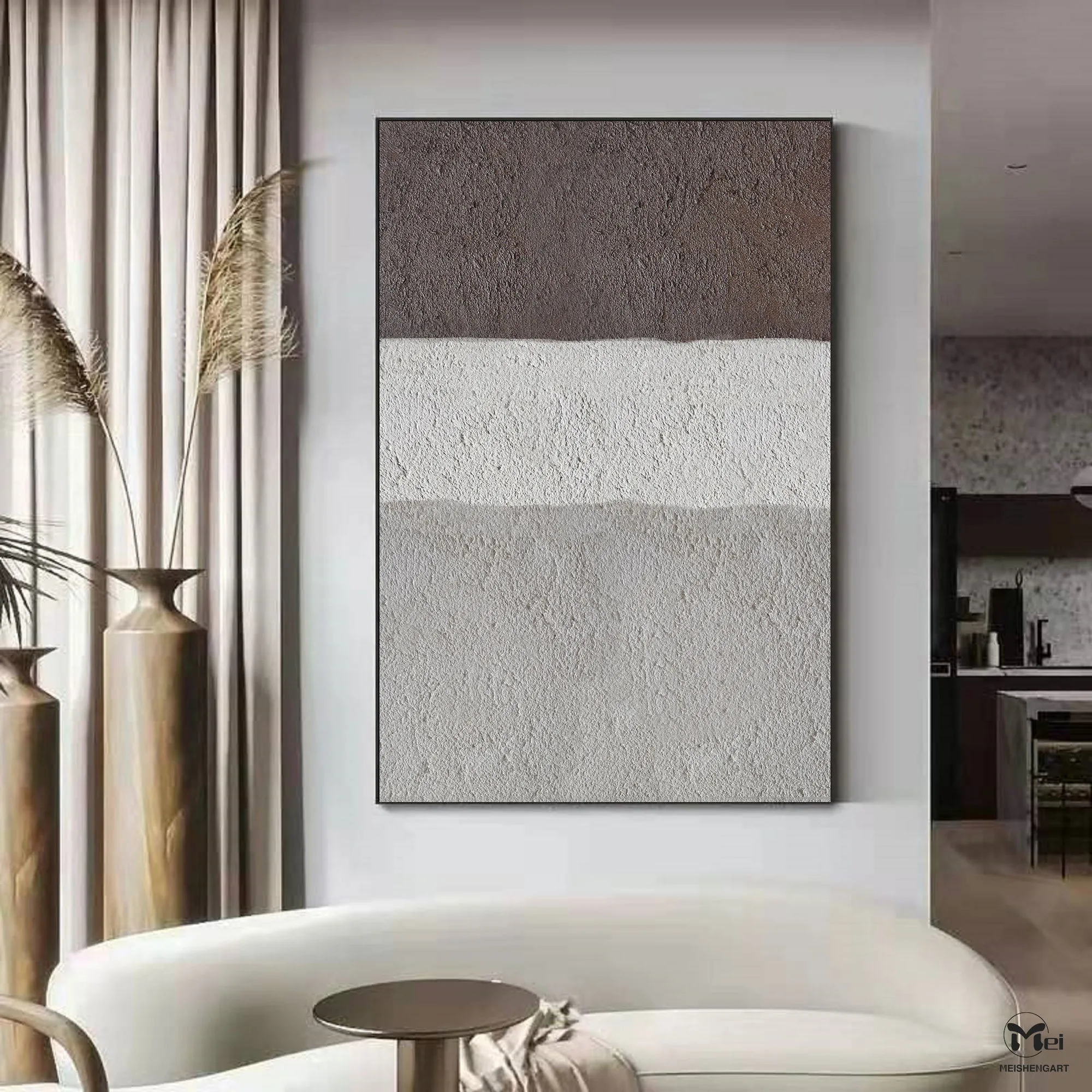 Gray Beige Brown Texture Painting Abstract Canvas Art Minimalist Art Ap110