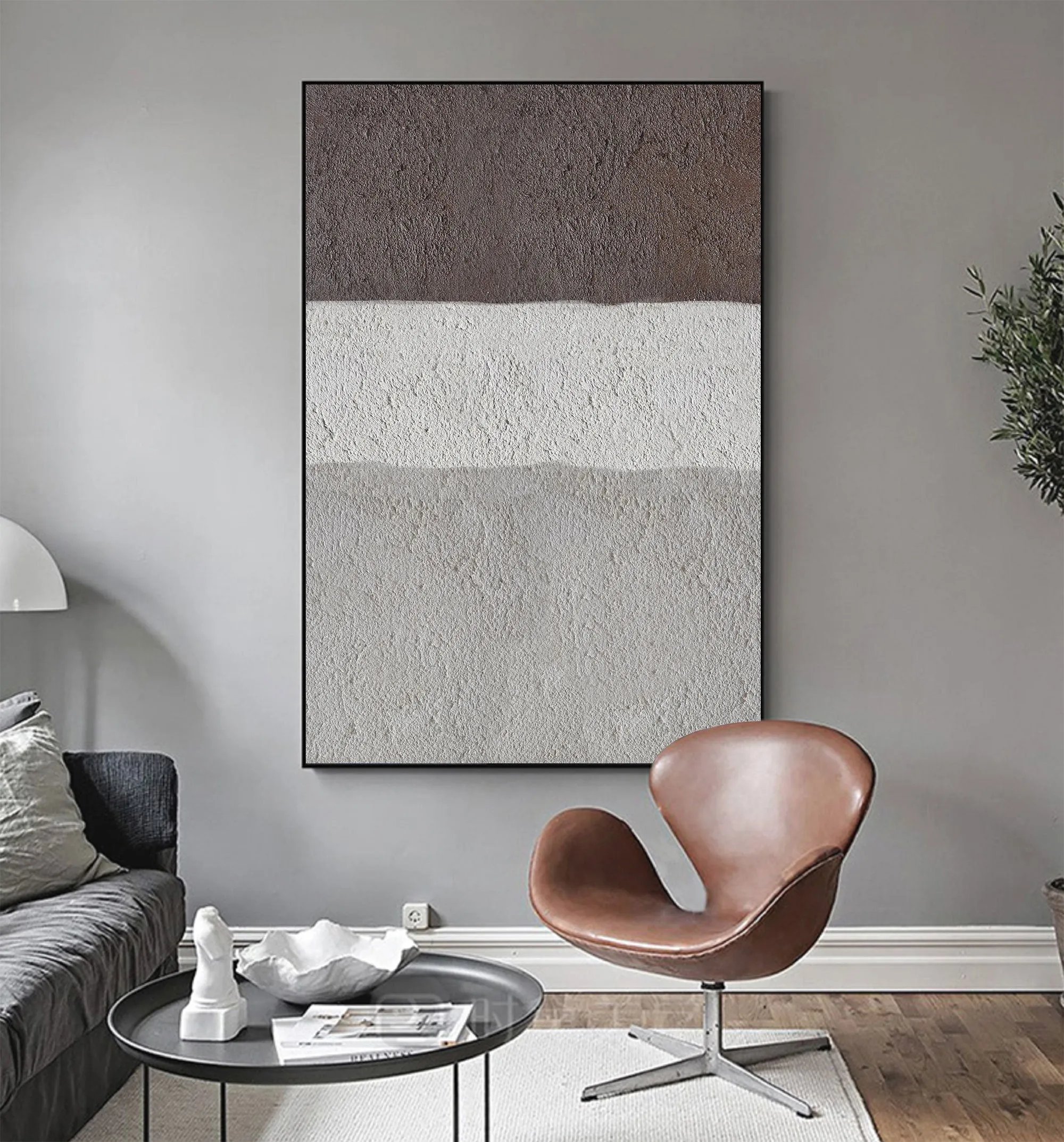 Gray Beige Brown Texture Painting Abstract Canvas Art Minimalist Art Ap110