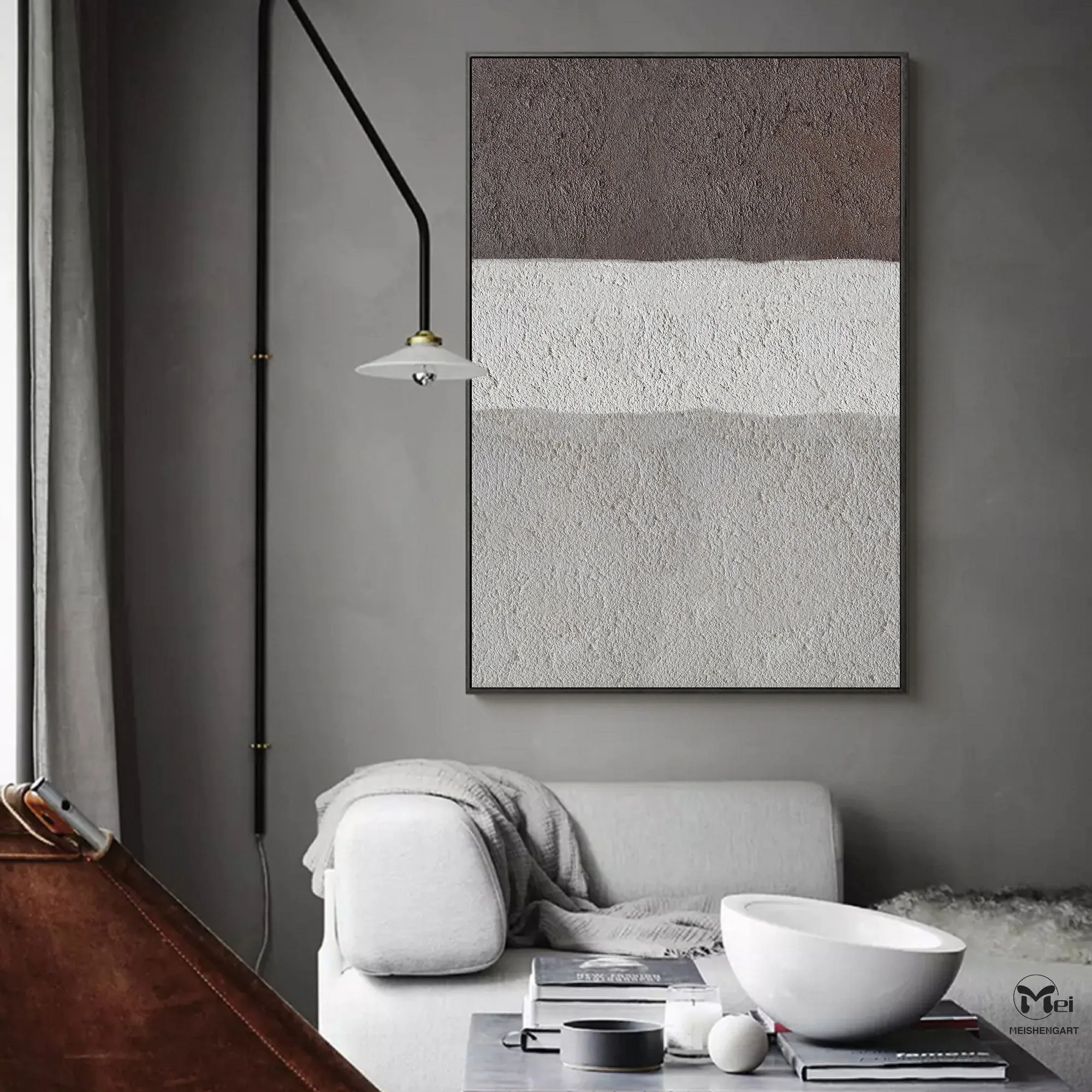 Gray Beige Brown Texture Painting Abstract Canvas Art Minimalist Art Ap110