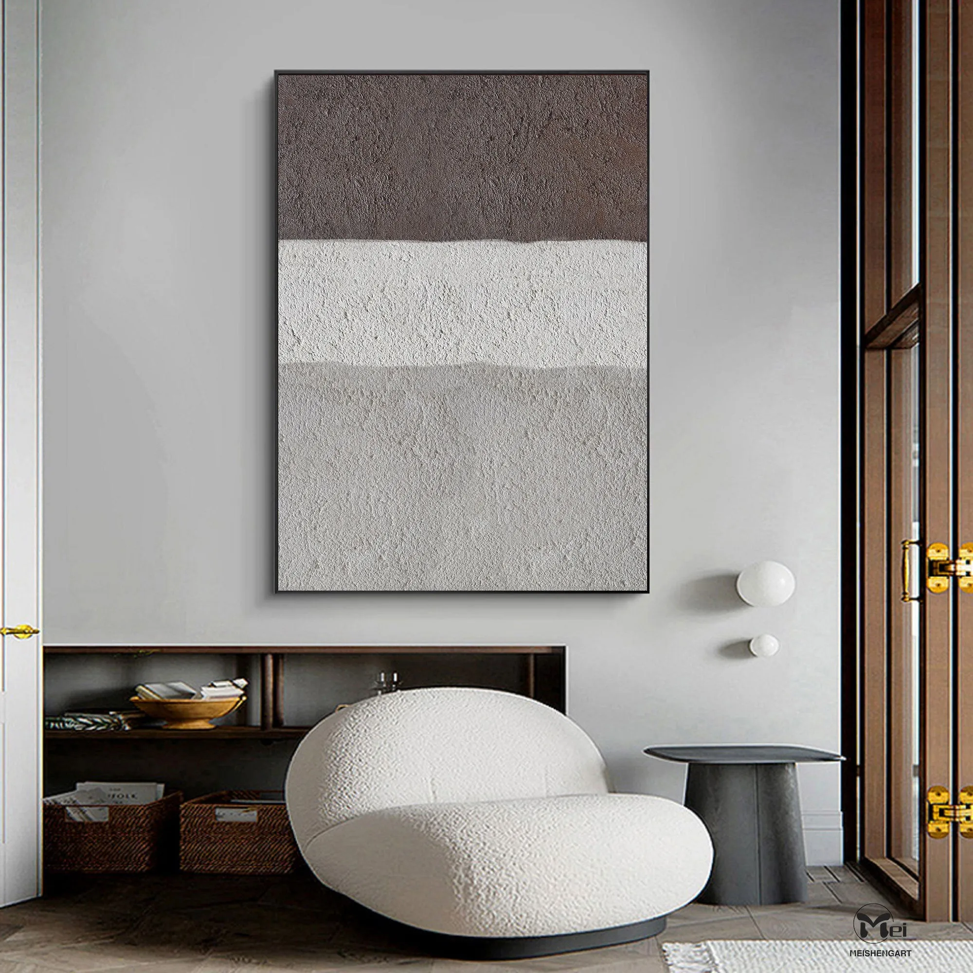 Gray Beige Brown Texture Painting Abstract Canvas Art Minimalist Art Ap110