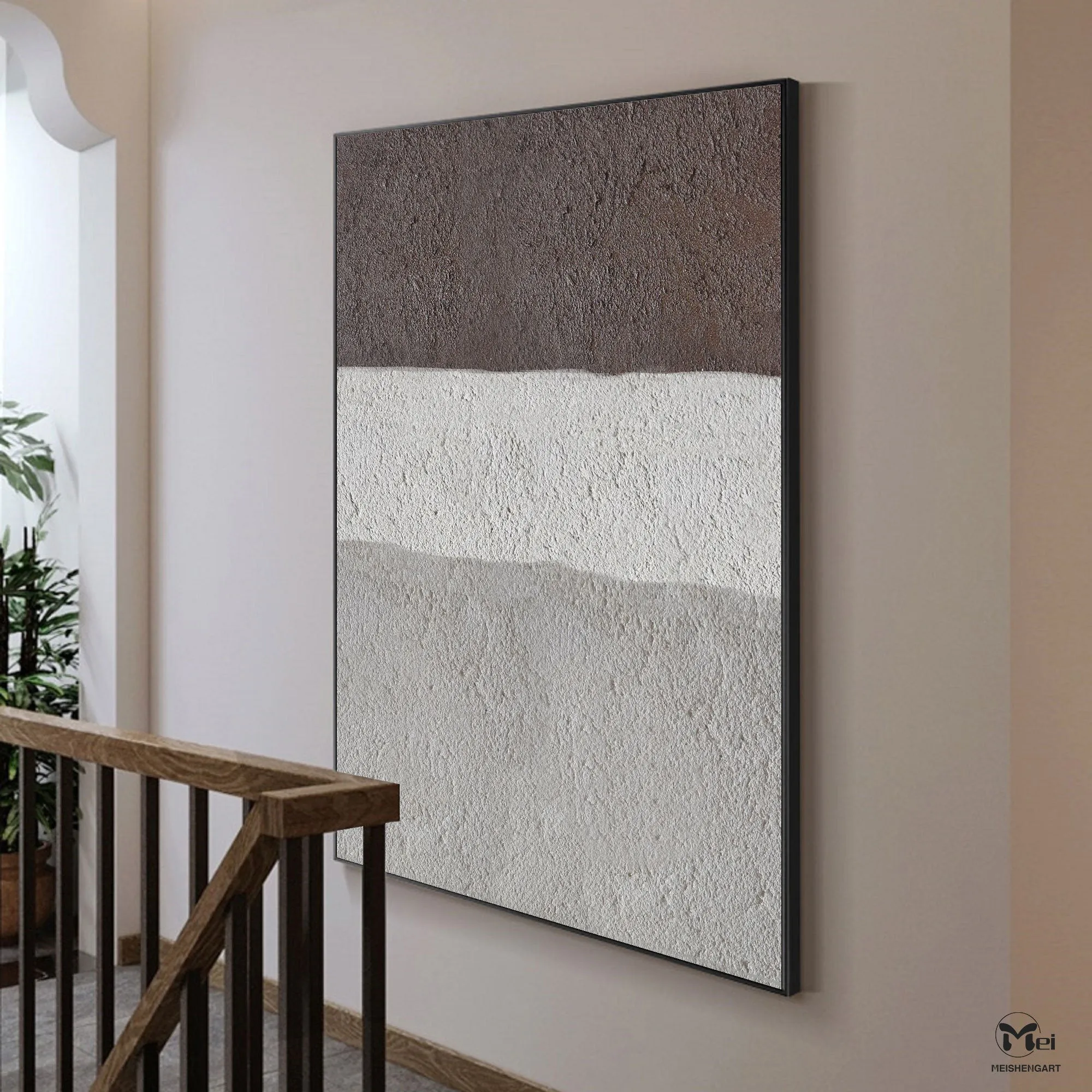 Gray Beige Brown Texture Painting Abstract Canvas Art Minimalist Art Ap110