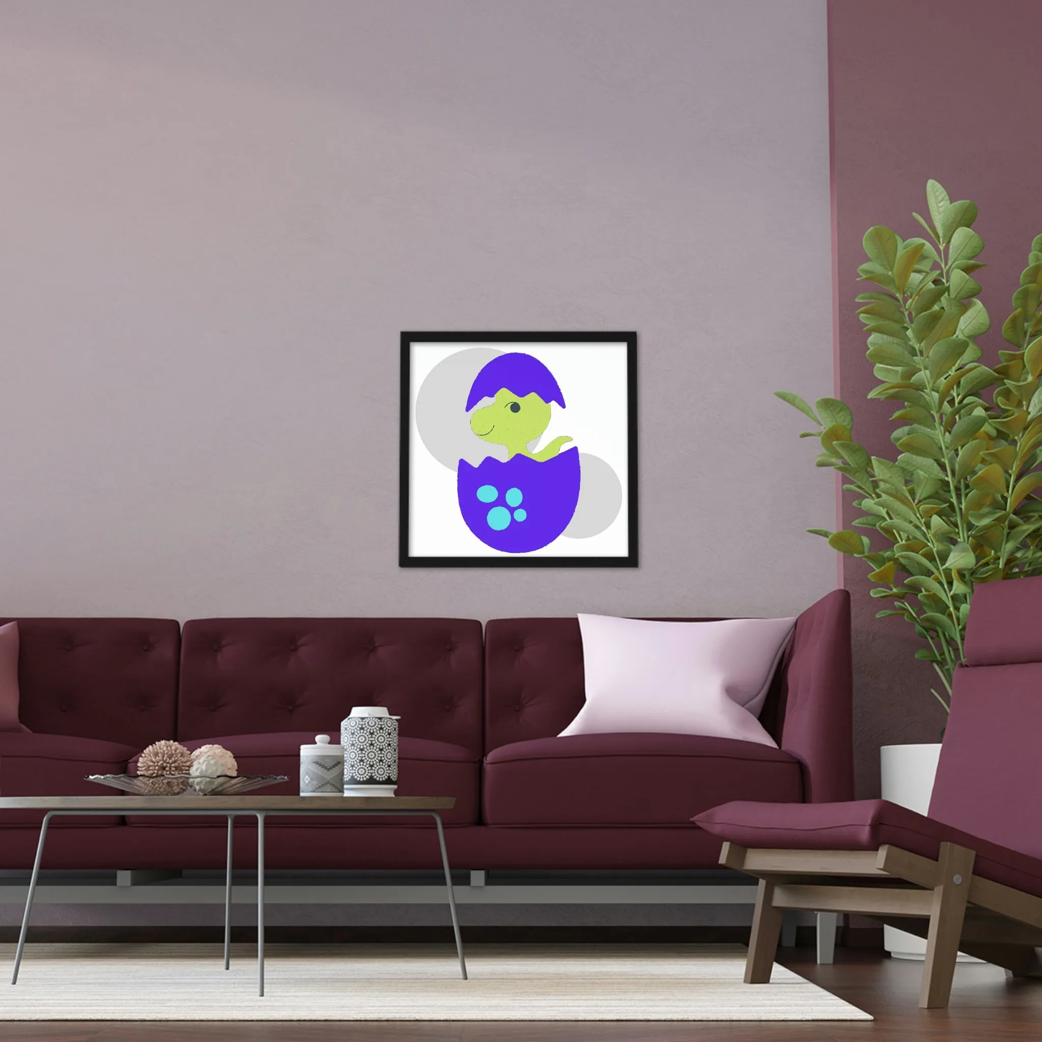 Green and Purple Dinosaur Egg Framed Poster