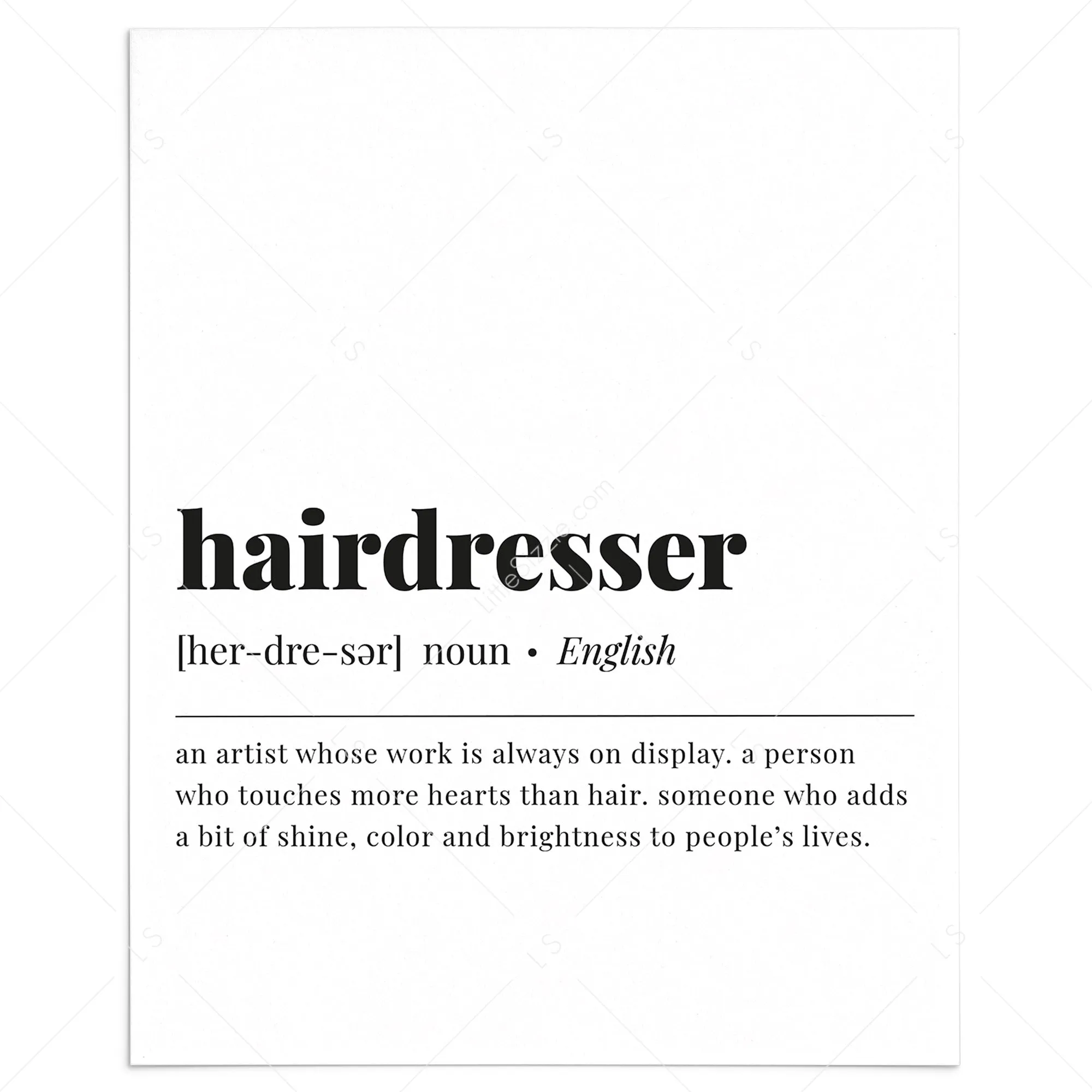 Hairdresser Definition Print Instant Download