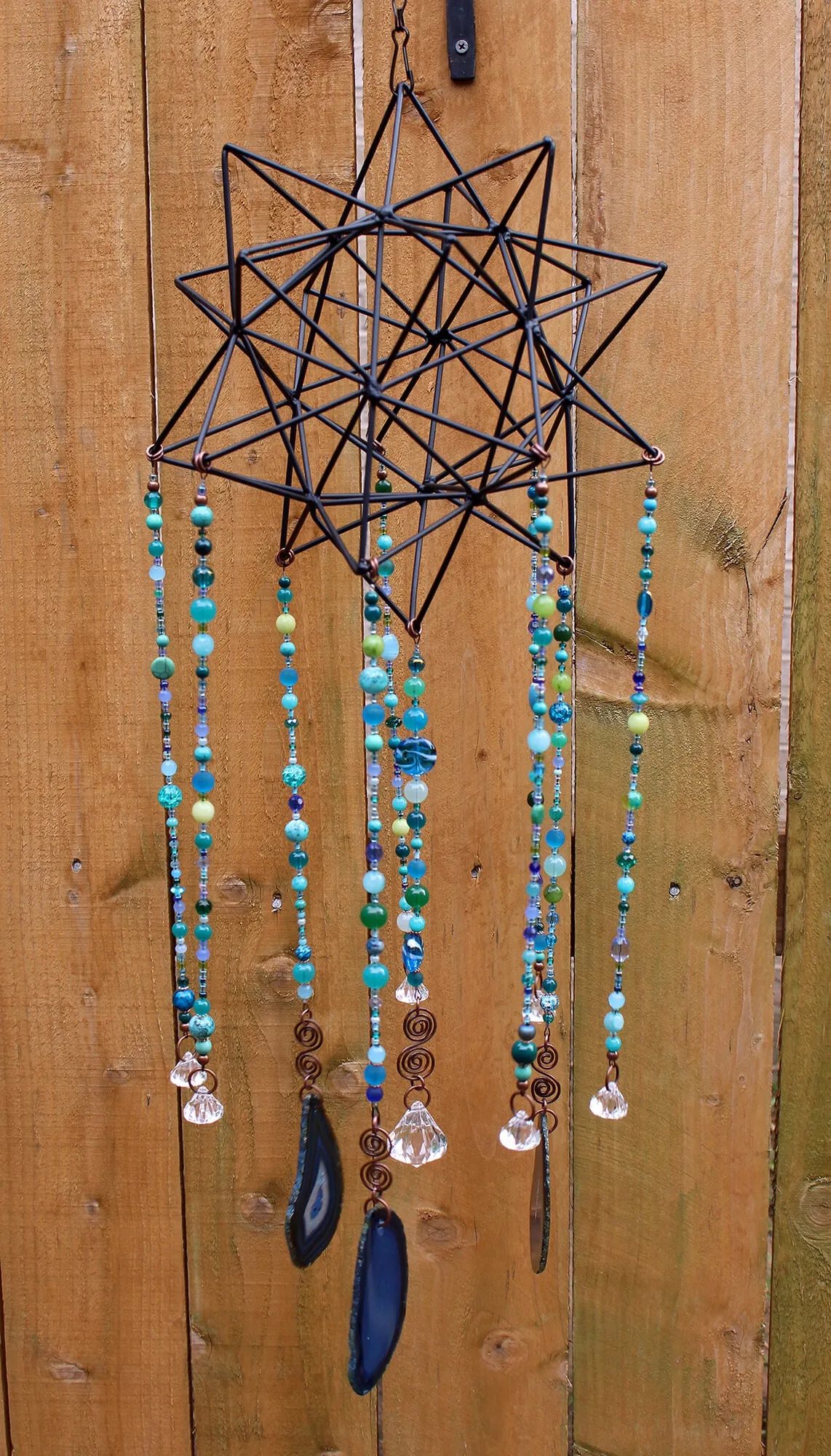 Handmade Blue Bead Garden Art, Blue Garden Art